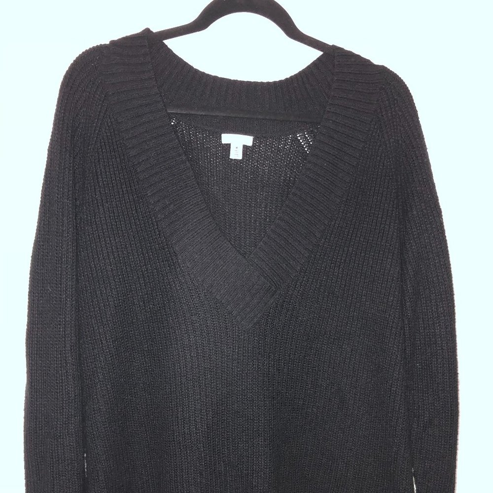 BP - Black - V-neck Knit Pullover Sweater - Medium